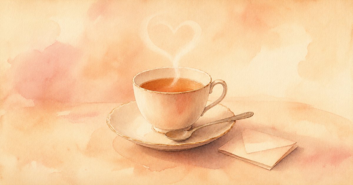 Small Gestures cover — a watercolour cup of tea with heart-shaped steam